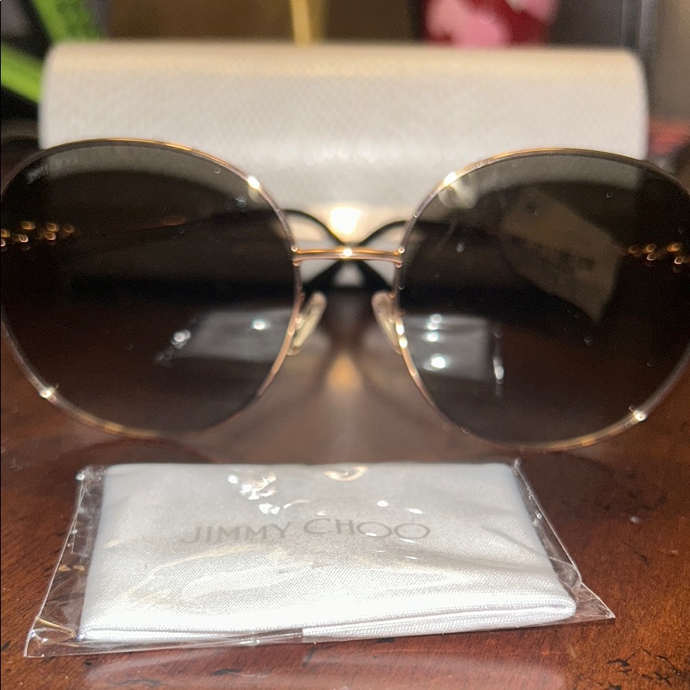 Jimmy Choo Black and Gold Oversized Sunglasses
